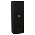 thumbnail image 1 of Bowery Hill 2 Drawer Contemporary Engineered Wood Lisboa Armoire in Black, 1 of 9