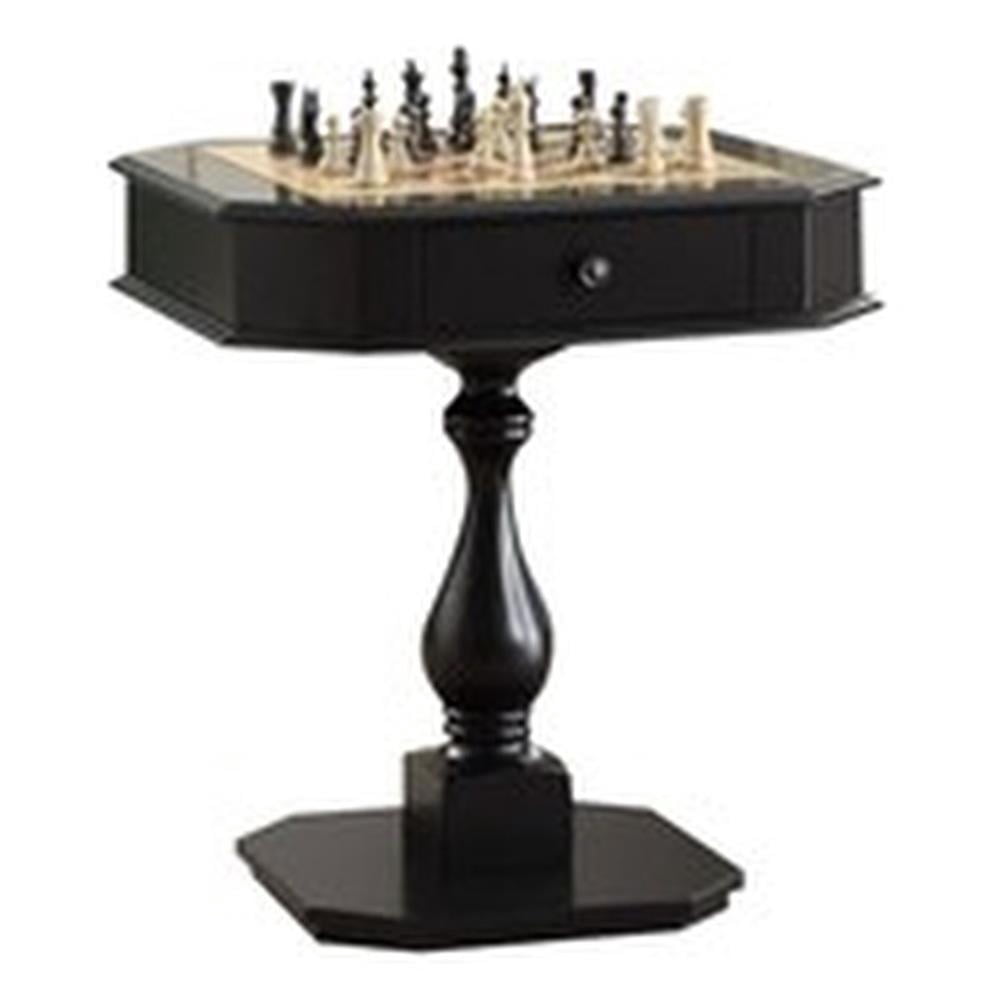 Bowery Hill 2-Drawer Game Board Table in Black for Chess, Checkers, Backgammon, 28 in x 28 in x 31 in