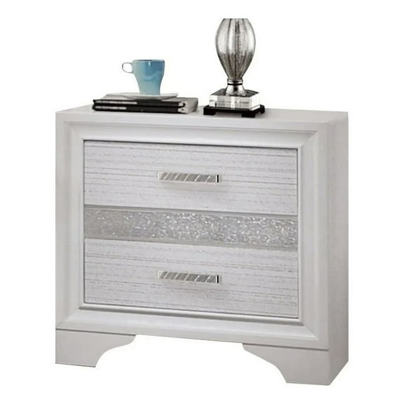 Bowery Hill 2-Drawer Modern Wood Nightstand with Hidden Jewelry Tray in White