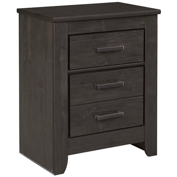 Bowery Hill 2 Drawer Nightstand in Charcoal
