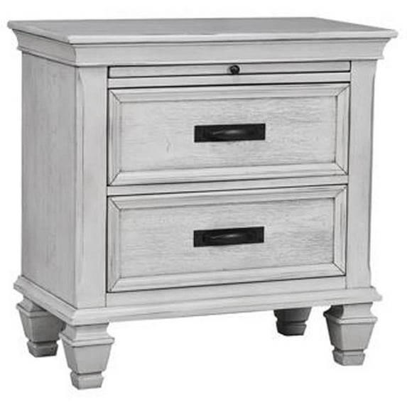 Bowery Hill 2 Drawer Nightstand with Tray in Antique White