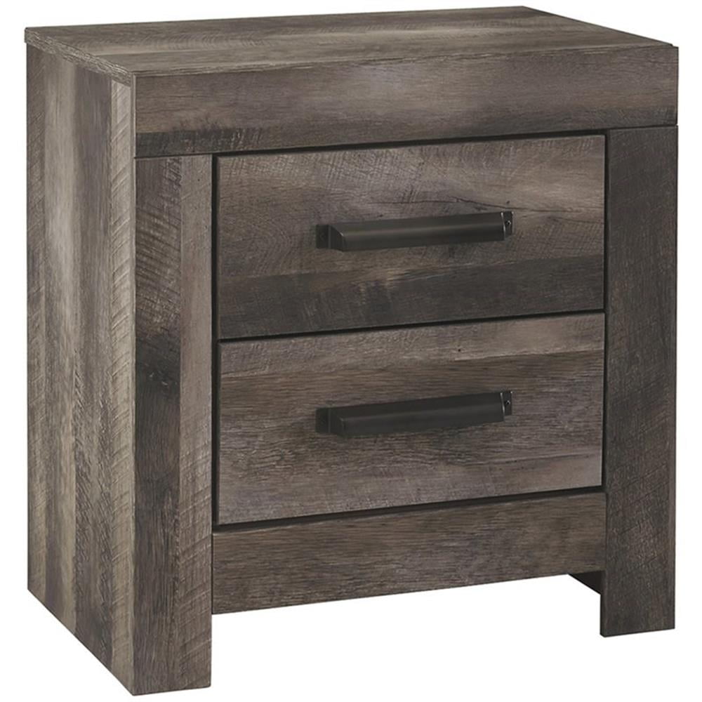 Transitional Gray Oak 2-Drawer Nightstand with Plank-Style Design