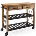 thumbnail image 1 of Bowery Hill 2-Drawer Wood Industrial Kitchen Cart in Natural/Black, 1 of 7