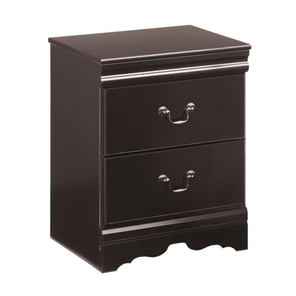 Black 2-Drawer Louis Philippe Nightstand