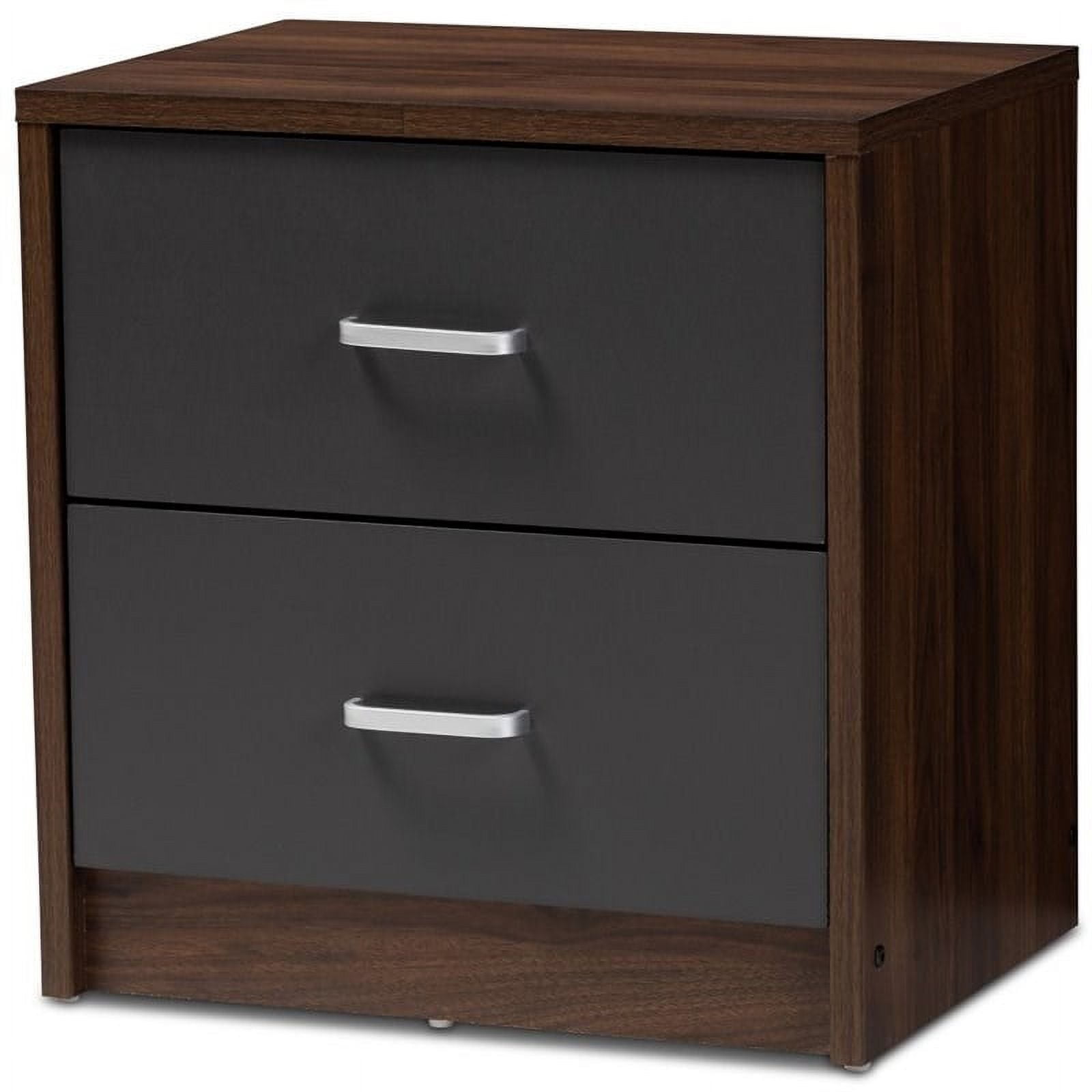 Bowery Hill 2 Drawers Engineered Wood Nightstand in Dark Brown/Dark Gray - Walmart.com