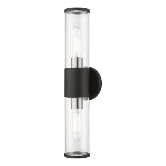 Bowery Hill 2-Light Metal & Glass ADA Vanity Sconce in Black