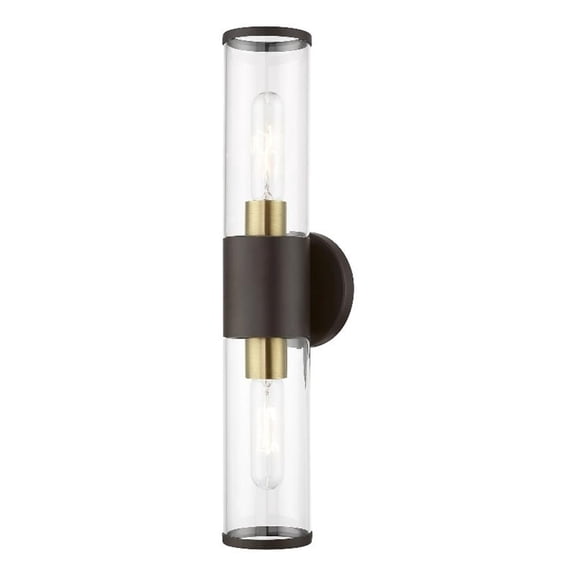 Bowery Hill 2-Light Metal & Glass ADA Vanity Sconce in Bronze