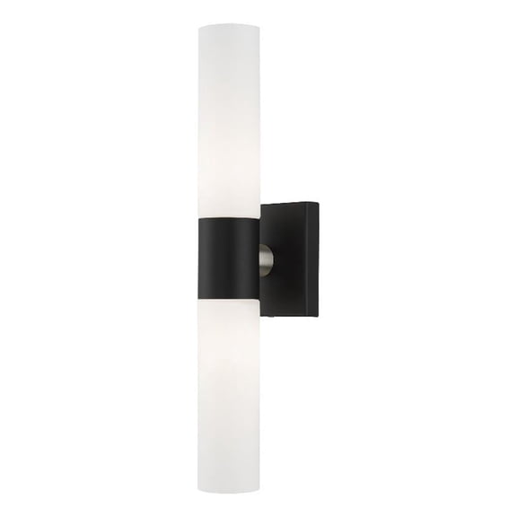 Bowery Hill 2-Light Twist Lock Metal ADA Vanity Sconce in Black