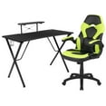 thumbnail image 1 of Bowery Hill 2 Piece Gaming Desk Set with Monitor Stand in Black and Green, 1 of 9