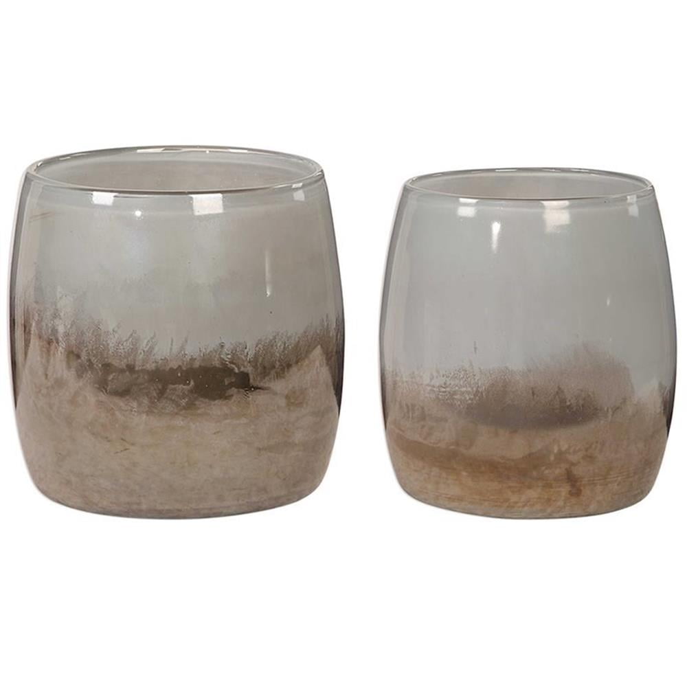 Gray and Black Handcrafted Glass Decorative Bowl Set