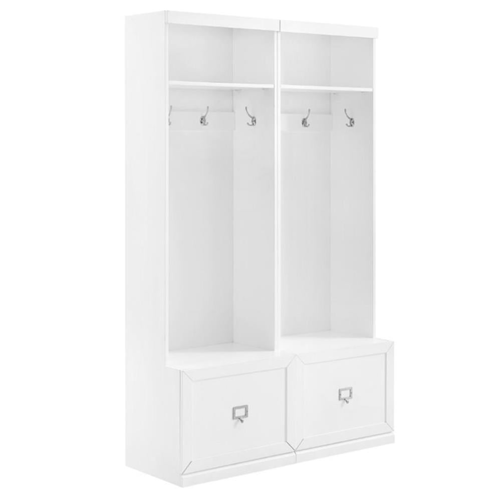 White Polished Nickel 2-Piece Hall Tree with Storage