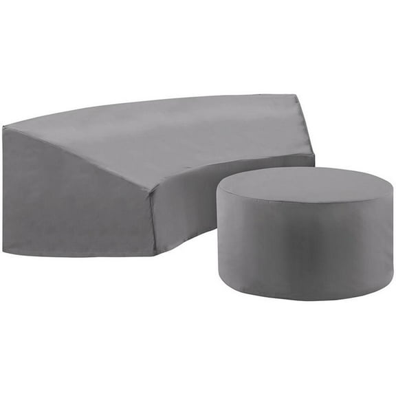 Bowery Hill 2 Piece Patio Vinyl Sectional Sofa Cover Set in Gray