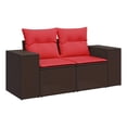 thumbnail image 1 of Bowery Hill 2-Seater Brown Poly Rattan Patio Sofa With Cushions, 1 of 22