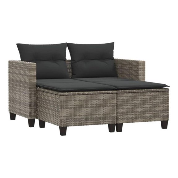 Bowery Hill 2-Seater PE Rattan Garden Sofa UV-Resistant in Gray