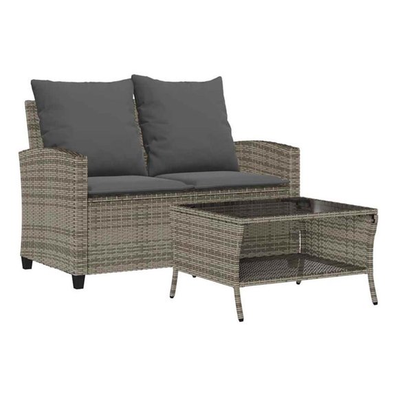 Bowery Hill 2-Seater PE Rattan Garden Sofa With Water-Resistant Materials - Gray