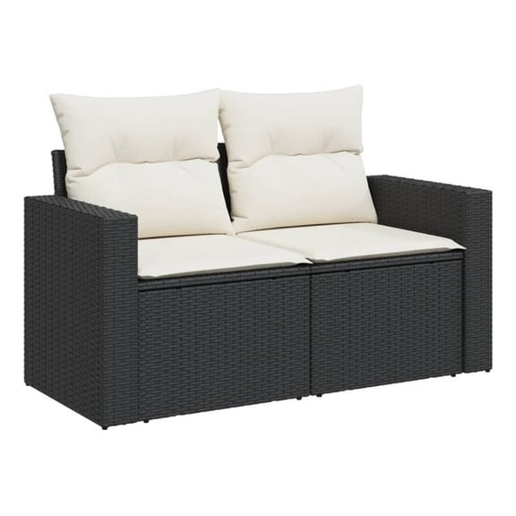 Bowery Hill 2-Seater PE Rattan Modular Garden Sofa in Black And Cream