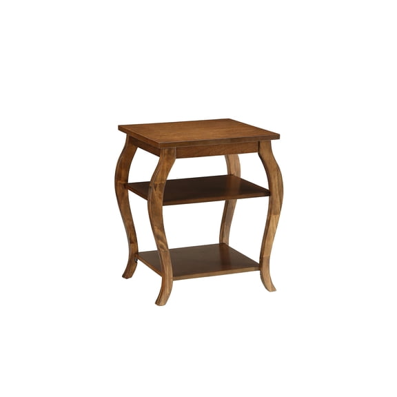 Bowery Hill 2 Shelves Square Wood End Table with Cabriole Legs in Walnut