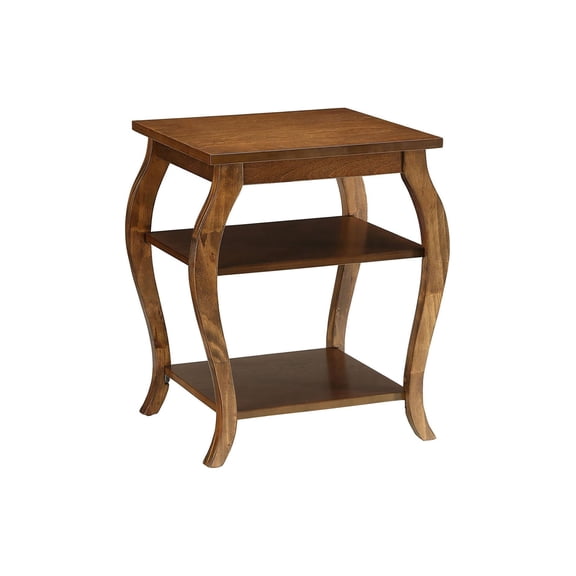 Bowery Hill 2 Shelves Square Wood End Table with Cabriole Legs in Walnut