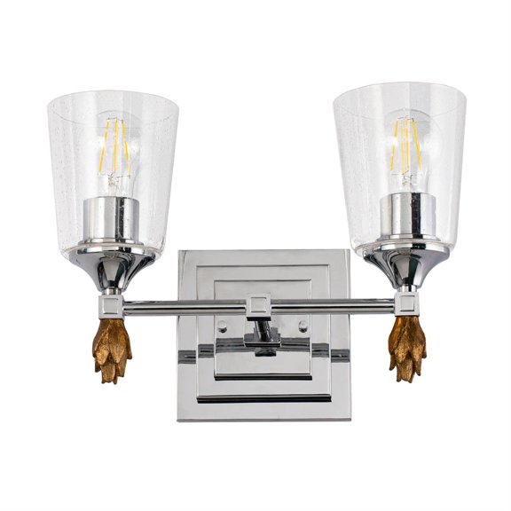 Bowery Hill 2-light Gold Flame-shaped Bath Vanity Light in Chrome