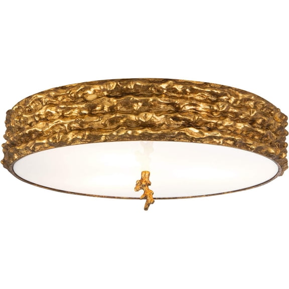 Bowery Hill 20" 3-light Transitional Metal Flush Mount in Gold Leaf