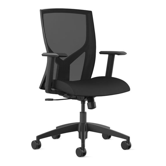 Bowery Hill 20.5" Modern Metal and Fabric Mesh Mid-Back Task Chair in Black