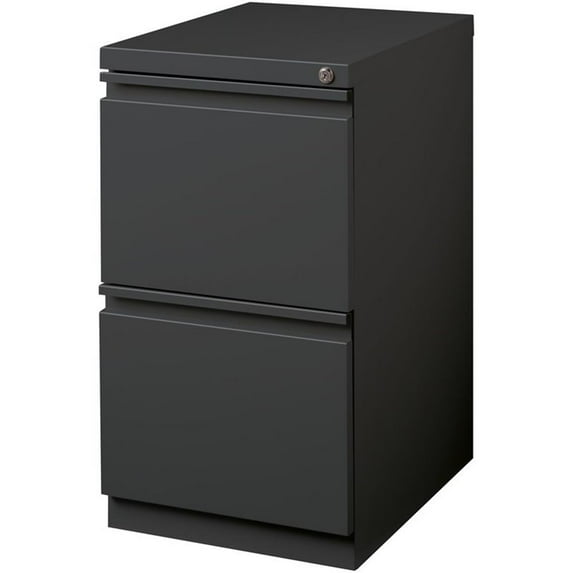 Bowery Hill 20"D Mobile Pedestal 2-Drawer File/File. Full Width Pull in Charcoal