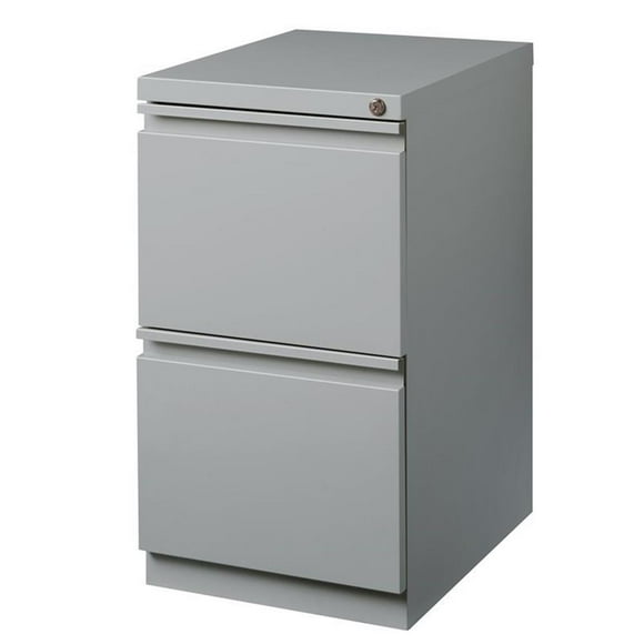Bowery Hill 20"D Mobile Pedestal 2-Drawer File/File - Full Width Pull in Silver