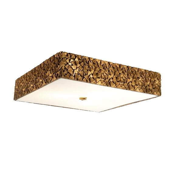 Bowery Hill 20" Square 3-light Transitional Metal Flush Mount in Gold