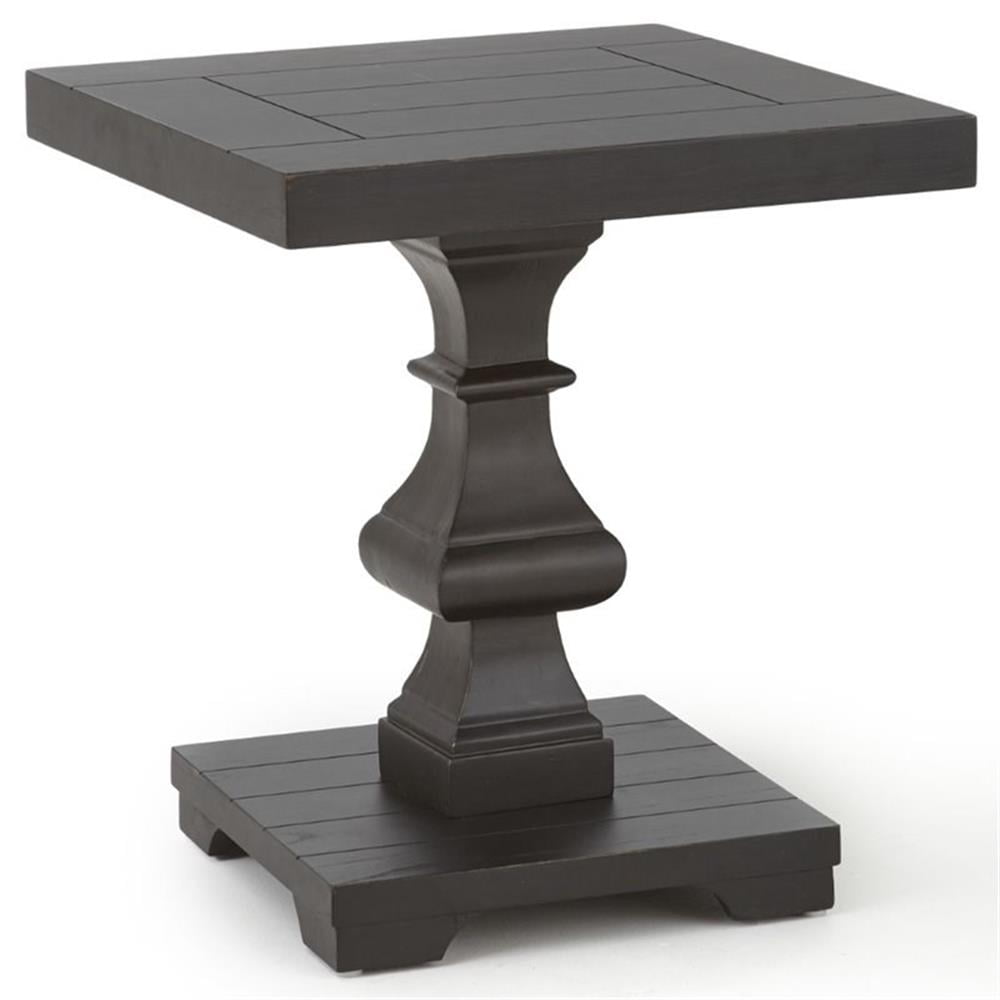 Gray Wood Square End Table with Pedestal Base