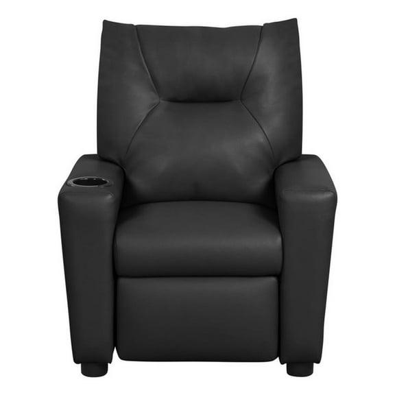 Bowery Hill 23"W Black PVC Fabric Kids Recliner Chair with Cupholder
