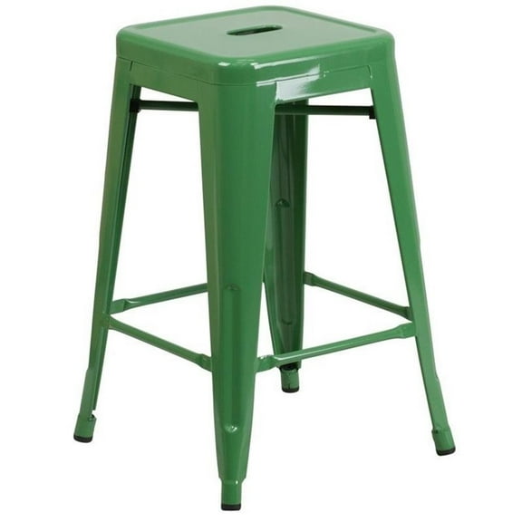 Bowery Hill 24" Metal Backless Counter Stool in Green