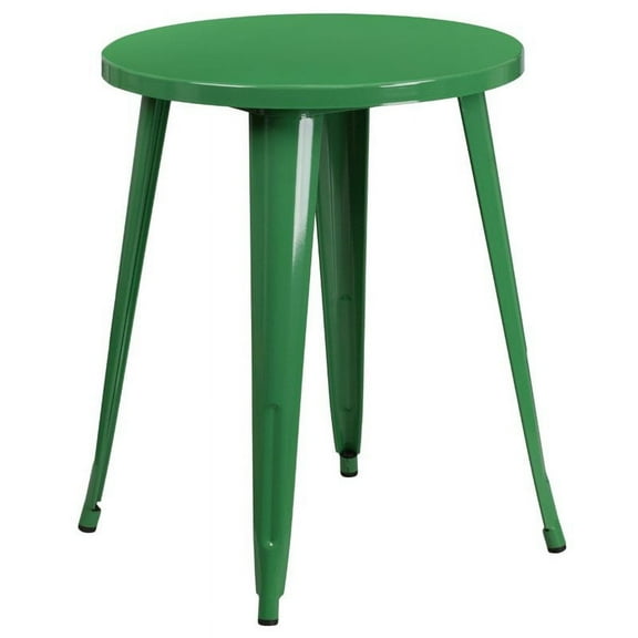 Bowery Hill 24" Round Metal Dining Table in Green