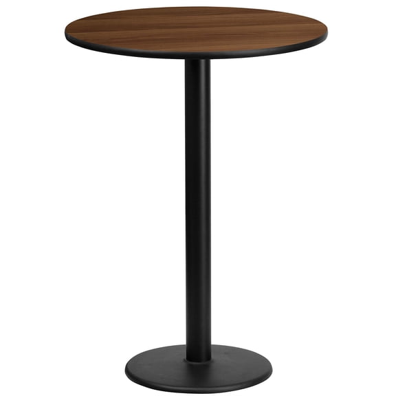 Bowery Hill 24" Round Restaurant Bar Table in Black and Walnut