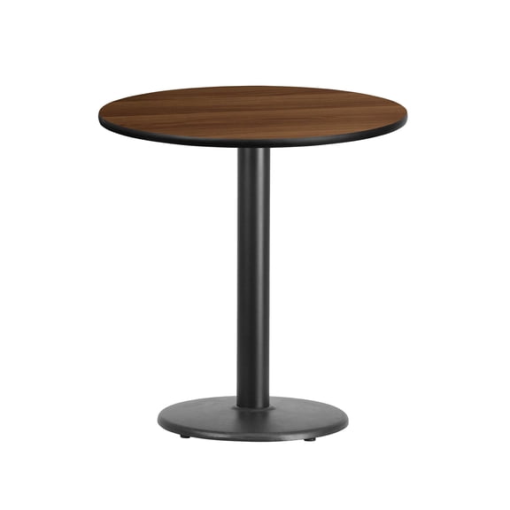 Bowery Hill 24" Round Restaurant Dining Table in Black and Walnut