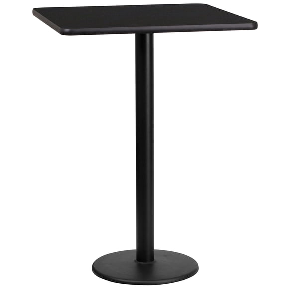 Bowery Hill 24" Square Restaurant Bar Table in Black and Natural