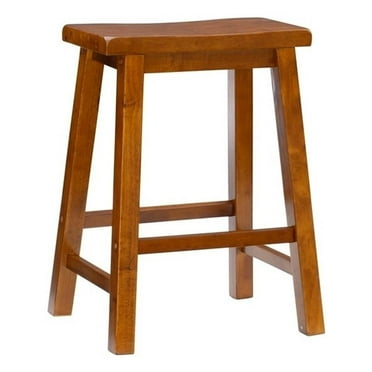 Bowery Hill 24" Sturdy Wood Backless Saddle Seat Counter Stool in Honey Brown