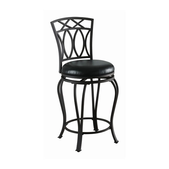 Bowery Hill 24" Transitional Metal/Vinyl Counter Stool in Black