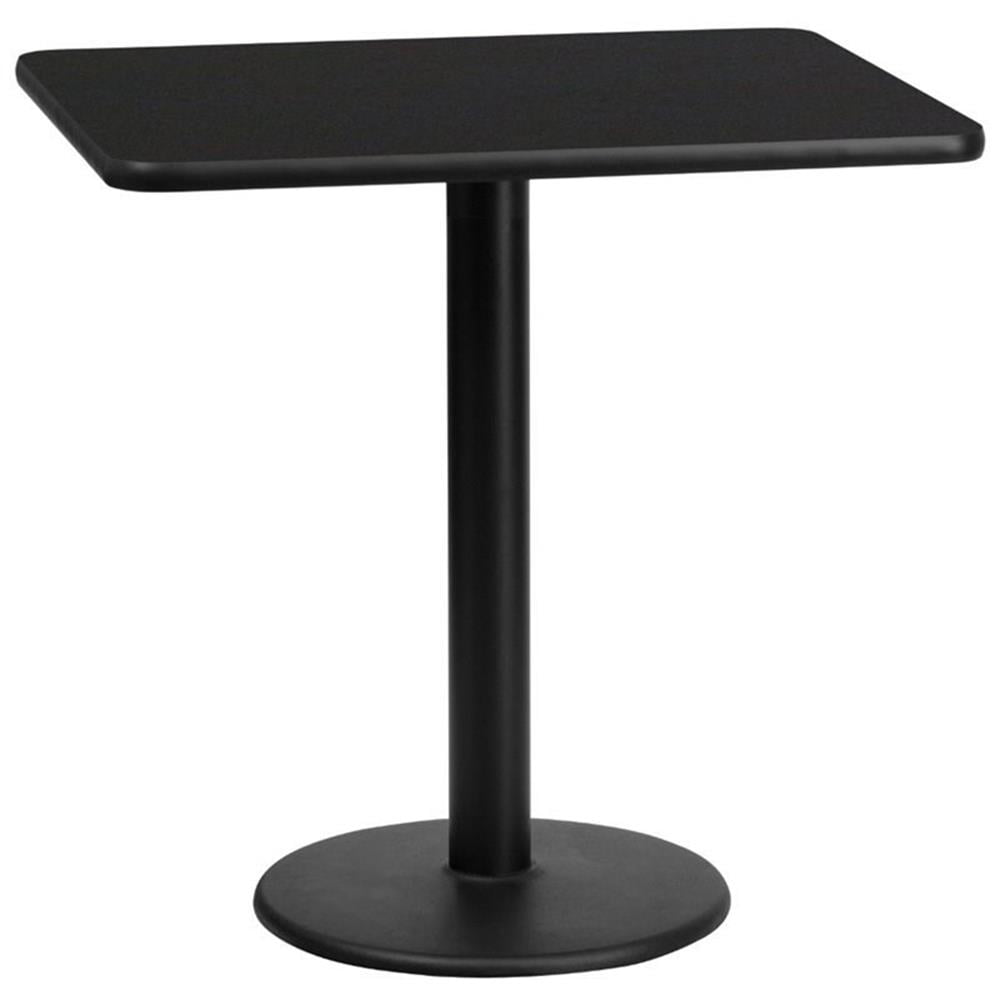 Black Laminate Transitional Dining Table with Cast Iron Base