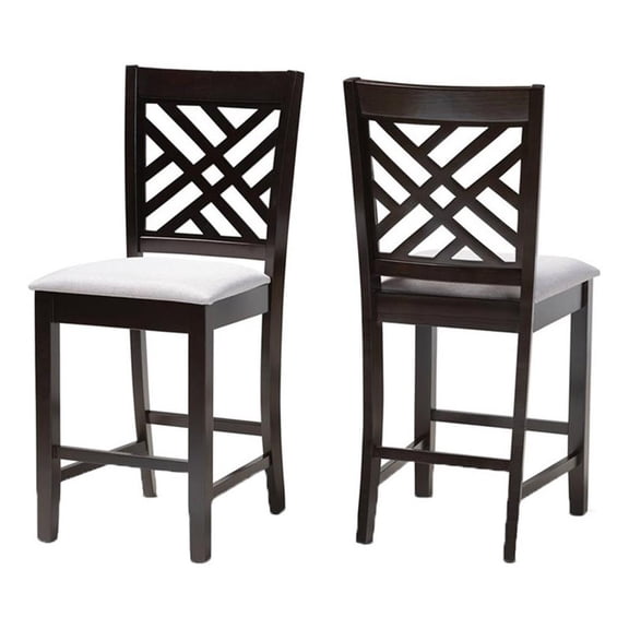 Bowery Hill 25" Contemporary Wood Bar Stool in Espresso/Gray (Set of 2)