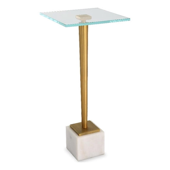 Bowery Hill 25"H x 11"W x 11"D Accent Marble Table in Multi-Color