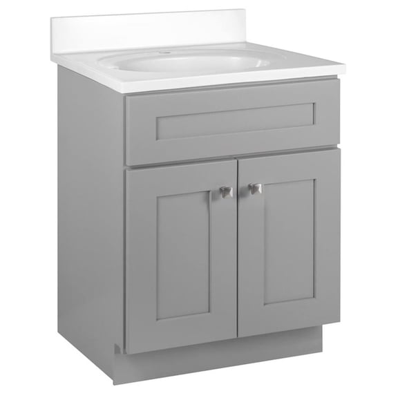 Bowery Hill 25-Inch Marble-Top Bathroom Vanity in Sherwin Williams Gray