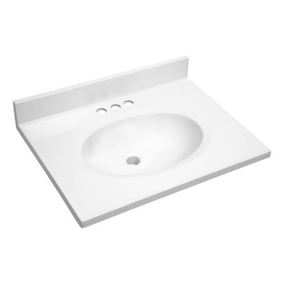 Bowery Hill 25" Traditional Marble Single Bowl Vanity Top in Solid White