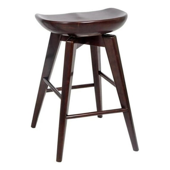 Bowery Hill 26.25" Contour Seat Wood Swivel Counter Stool in Cappuccino