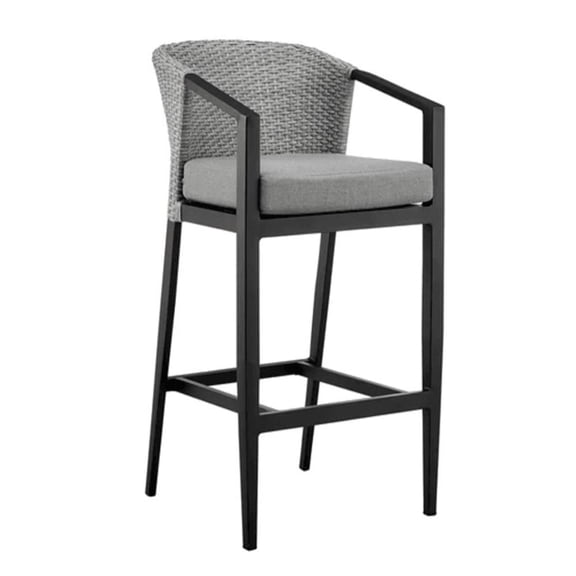 Bowery Hill 26" Aluminum Outdoor Counter Height Bar Stool in Gray