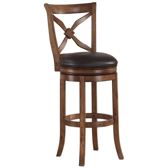 Bowery Hill 26" Leather Swivel Counter Stool in Light Oak