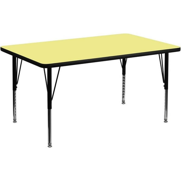 Bowery Hill 26" x 36" X 72" Thermal Fused Top Activity Table in Yellow