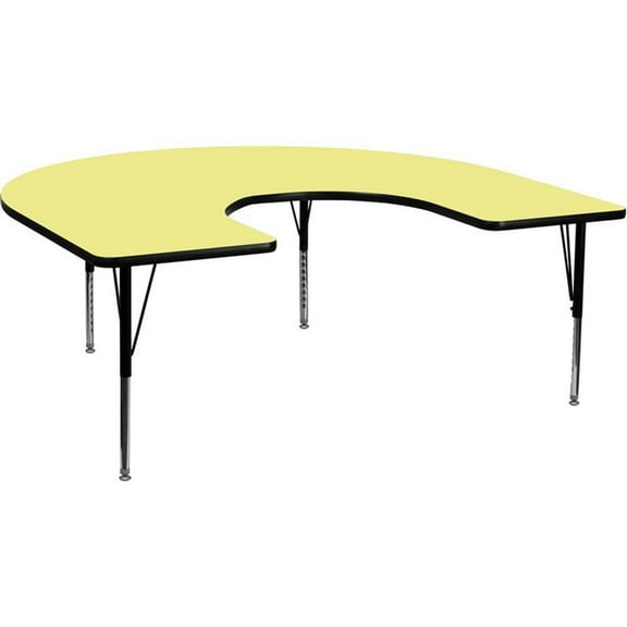 Bowery Hill 26" x 66" Horseshoe Thermal Fused Top Activity Table in Yellow