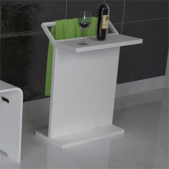 Bowery Hill 27" Tall Towel Holder and Shelf for Bathing in White