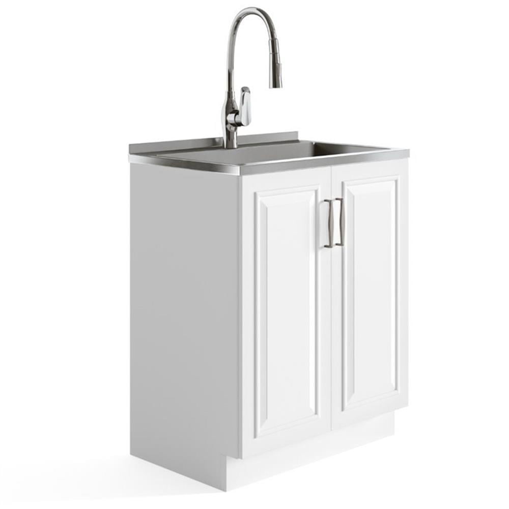 Bowery Hill 28"W Laundry Cabinet with Pull-out Faucet and Stainless Steel Sink