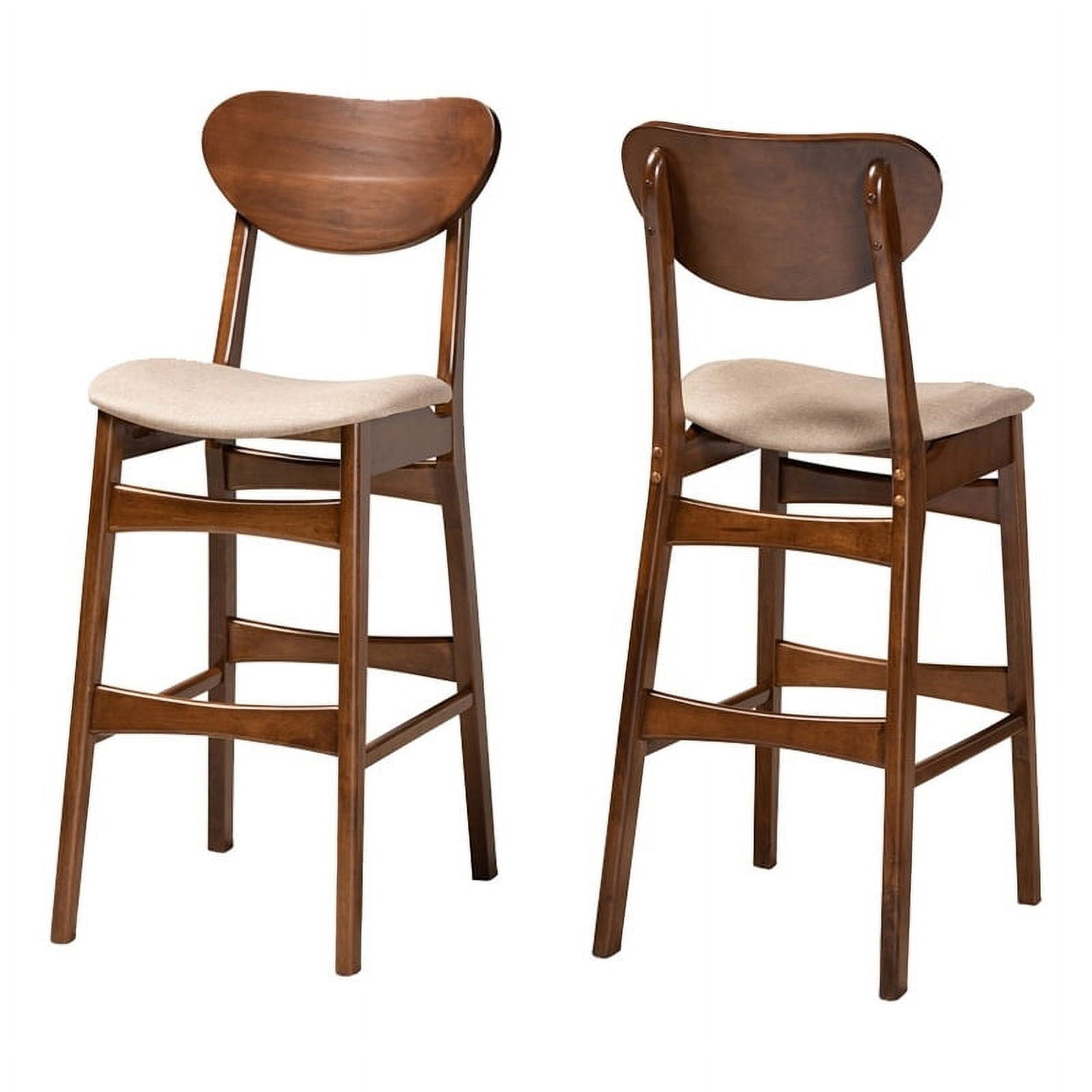 Bowery Hill 29.1" Mid Century Wood Bar Stool in Mahogany (Set of 2